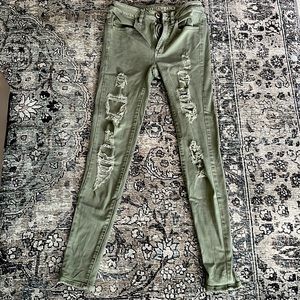 American eagle, green skinny jeans